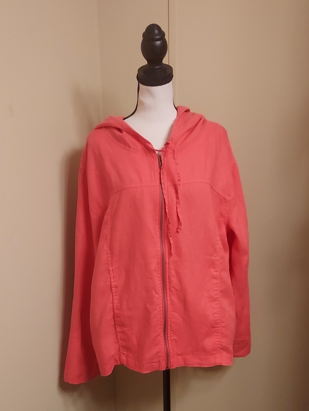 Sigrid Olsen Coral Zip-Front Hooded Jacket